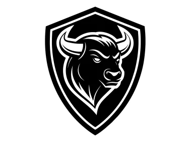 Bison Silhouette in Black Shield Ilustration Design Logo Template