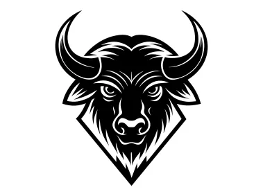 Detailed Black Bison Silhouette Logo Template