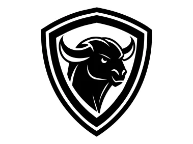 SVG Bison Design in  Linear Shield Logo Template