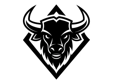 Bison in Square Shape Silhouette Ilustration Logo Template