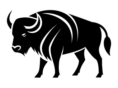Bison Bull Black Silhouette Ilustration Logo Template