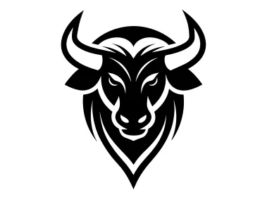 Front View Bison Head Silhouette Ilustration Logo Template