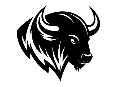 Black Bison Bull SVG Side View Logo Template