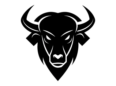 Bison Head Silhouette on White Background Logo Template