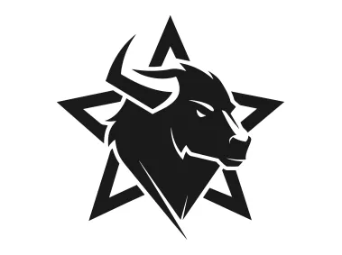 Black Bison Head Design in Star Logo Template
