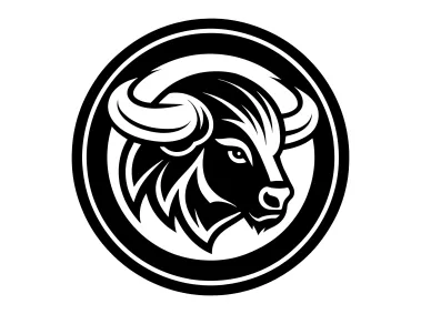 Black Bison Head in Black Circle Logo Template