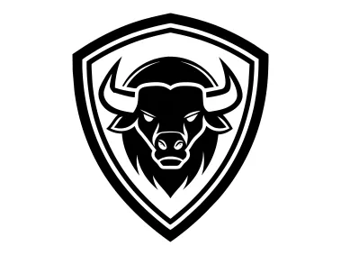 Black Buffalo Head in Shield Logo Template