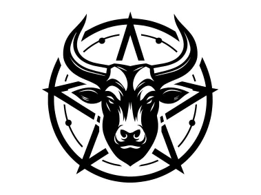 Black bull head figured monochrome in pentagram Logo Template
