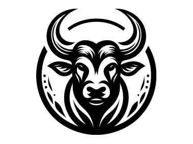 Black Bull in Circle Logo Template