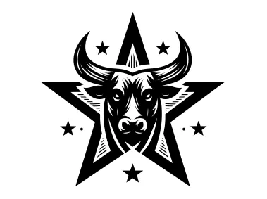 Black Bull in Star Logo Template