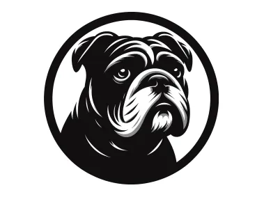Black Bulldog in Circle Logo Template