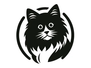 Black Cat in Circle Logo Template