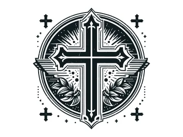 Black Christian Cross Symbol Illustration Logo Template