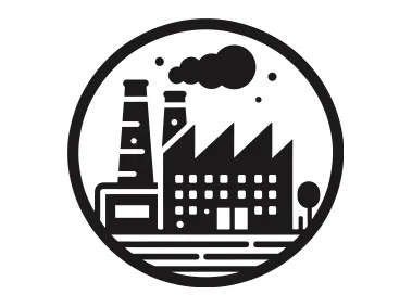 Black Factory in Circle Logo Template