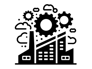 Black Factory with Gears Logo Template