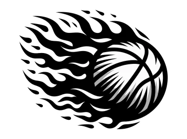 Black Flaming Basketball Logo Template