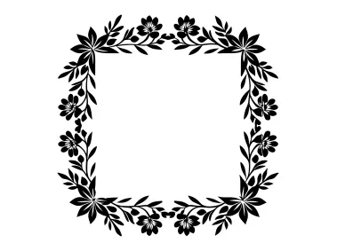 Black Floral Frame Border Vector