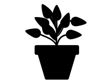 Black Flower Silhouette in Pot Logo Template