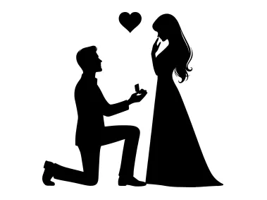 Black Free Wedding Proposal Silhouette Logo Template