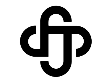 Black Geometric Flower Style J Letter Shape Logo Template