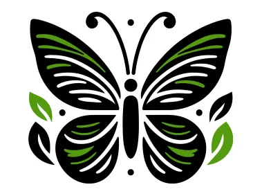 Black Green Butterfly Logo Template