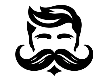 Black Haired Man with Big Mustache Logo Template