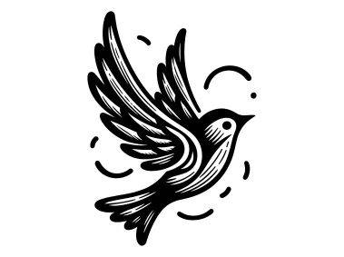 Black Hand Drawn Sparrow Bird Logo Template