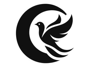 Black Letter C with Flying Pigeon Logo Template
