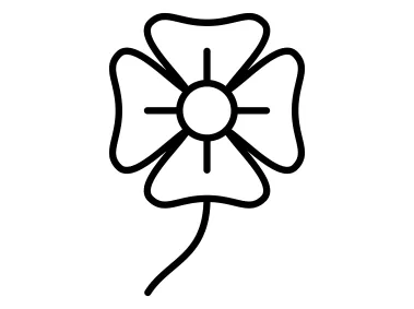 Black Line Four Petal Clover Flower Logo Template