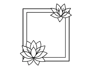 Black Linear Minimalist Floral Frame Border Vector