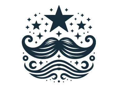 Black Mustache with Stars Logo Template