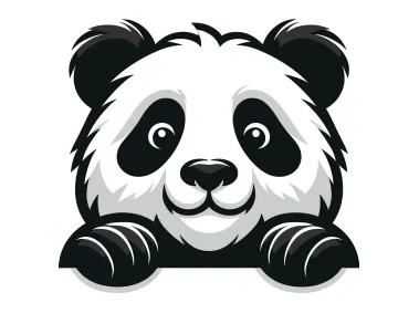 Black Peeking Panda Logo Template