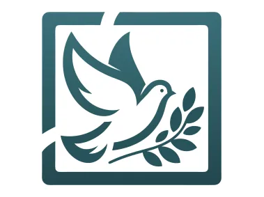 Black Pigeon with Olive Branch in Square Shape Logo Template