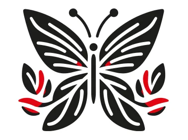 Black Red Butterfly Logo Template