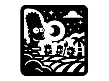 Black Simpson Family illustration Vector