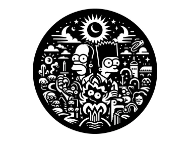 Black Simpson Family illustration Vector