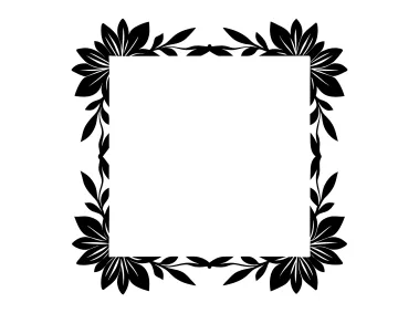 Black Square SVG Floral Frame Vector
