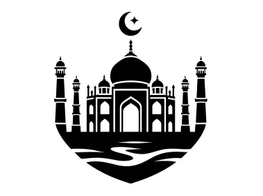 Black Taj Mahal Temple Silhouette Logo Template