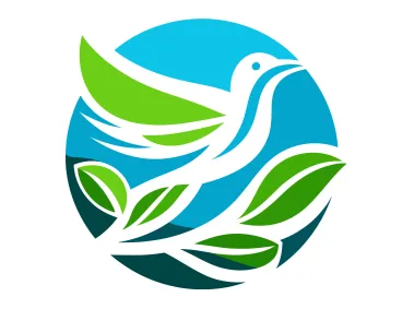 Blue Bird and Leaf Nature Bird Logo Template
