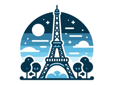 Blue Color Eiffel Tower Illustrration Logo Template
