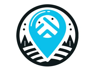 Blue Map Pin in Circle Logo Template