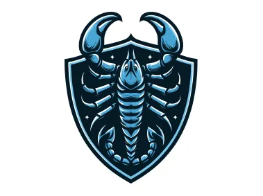 Blue Scorpion in Shield Logo Template
