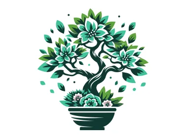 Bonsai Tree with Flowers Logo Template