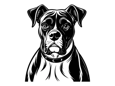 Boxer Dog Silhouette Logo Template