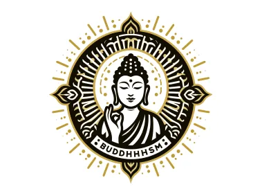 Buddha in Golden Frame Logo Template