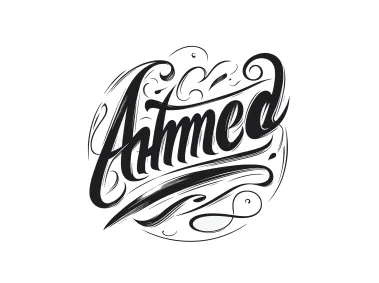 Calligraphic Hand Draw Signature for the Name Ahmed Logo