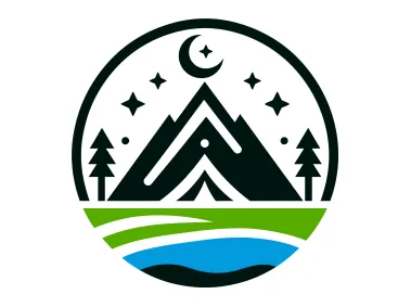 Camping Design in Circle Logo Template