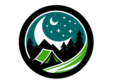 Camping with Tent in Night Logo Template