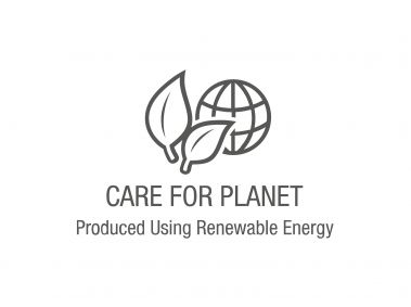 Care for Planet Produced Using Renewable Energy Logo