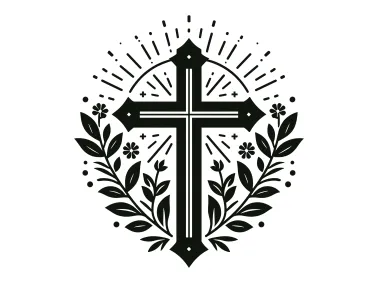 Christian Cross Floral Symbol Design Logo Template